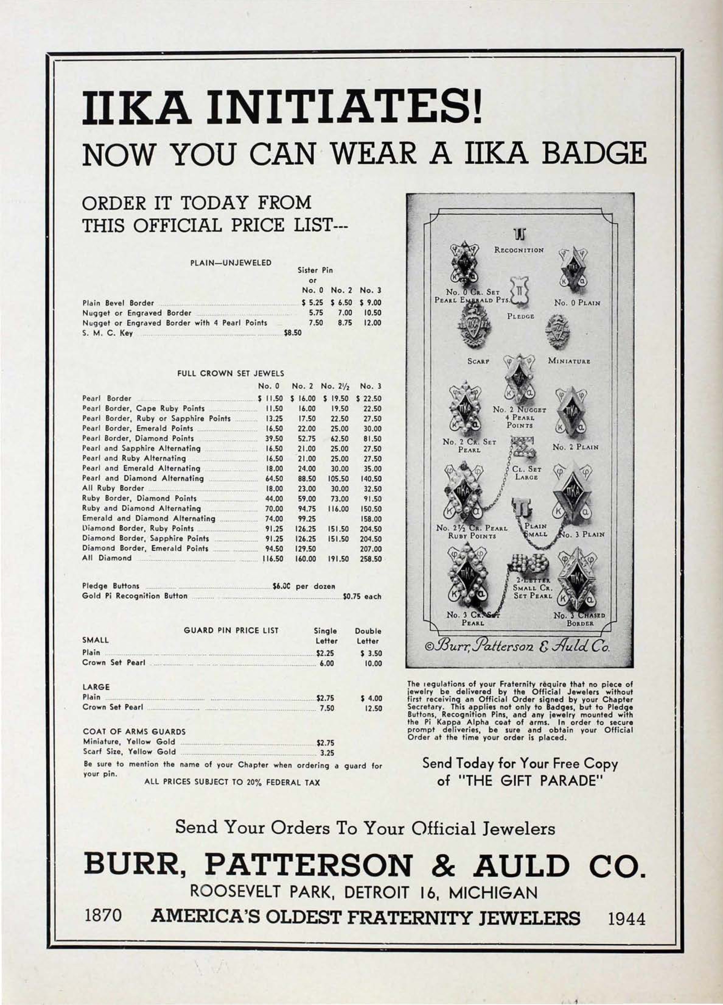 Burr, Patterson & Auld Co. Advertisement, October 1944